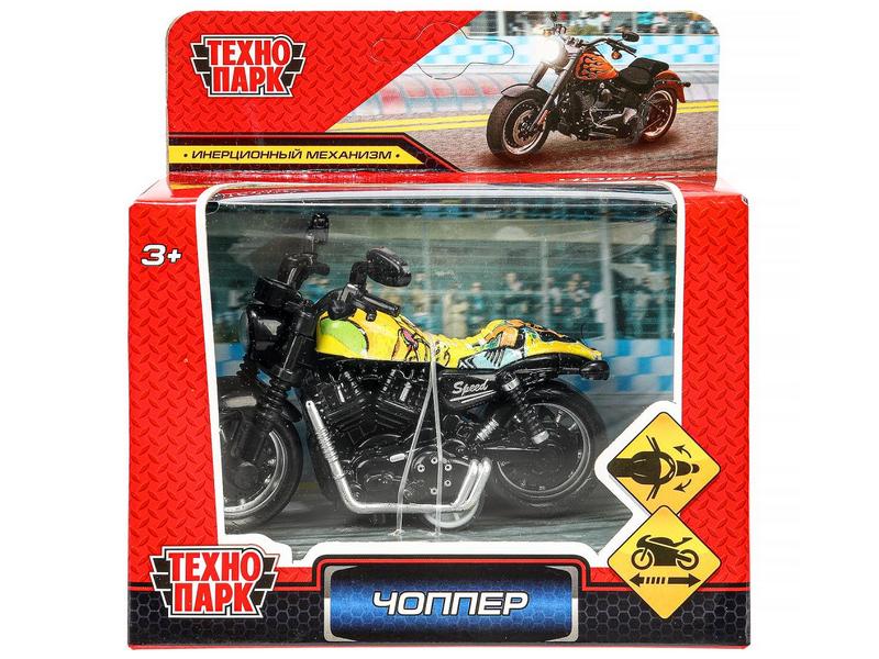 Технопарк. Мотоцикл «ЧОППЕР" металл. инерц. 9 см  2187471-R