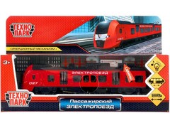 80484 [ELTRAIN-17SL-RD]Технопарк. ЭЛЕКТРОПОЕЗД РЖД металл. инерц. 17 см (свет, звук, открыв. двери) красный