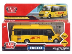 80485 [DAILY-15CHI-YE]Технопарк. Автобус «IVECO DAILY VSN-700. ДЕТИ» металл. инерц. 15 см (открыв. двери)