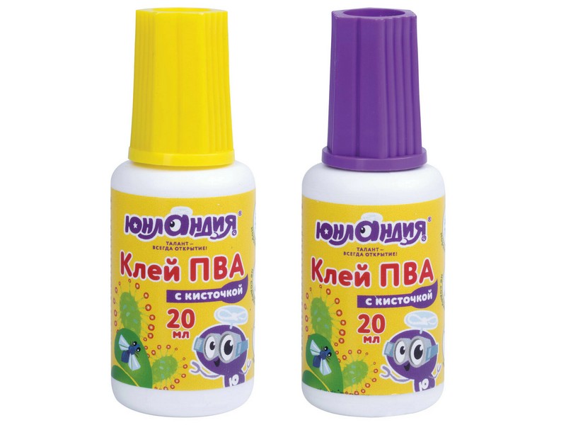 Клей ПВА «ЮНЛАНДИЯ» с кисточкой 20 г