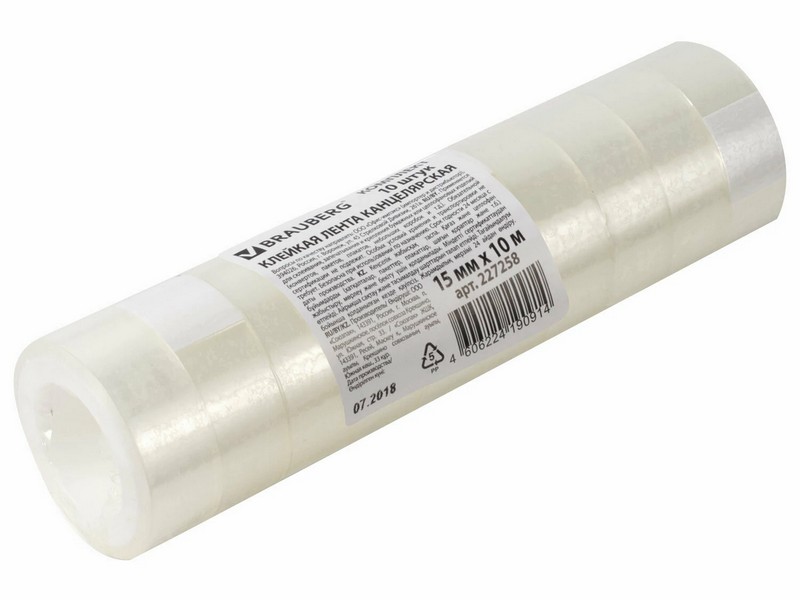 Клейкая лента BRAUBERG 15мм*10м (10шт/уп)