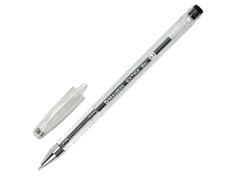 Ручка гелевая BRAUBERG "EXTRA" прозрачный корпус 0,5мм ЧЕРНАЯ (12шт/уп)