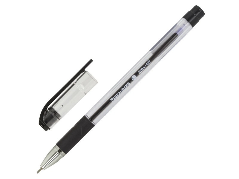Ручка шариковая масляная «BRAUBERG Max-Oil» прозрачный корпус 0,7 мм ЧЕРНАЯ (12шт/уп)