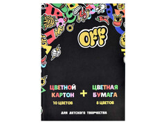 80549 [66762]Набор А4 цветной картон 10 л и цветная бумага 8 л «СТИКЕРЫ» (КБС, мелов. картон)