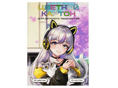 80554 [69963]Цветной картон А4 «МАЛЫШКА В НАУШНИКАХ» (папка с клапанами) 10 л 10 цветов