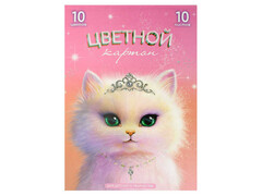 80555 [69972]Цветной картон А4 «ПРИНЦЕССА АВРОРА» (клеевое скрепление) 10 л 10 цветов