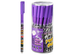 80561 [67374]Ручка гелевая ПИШИ-СТИРАЙ «ТЕГИ» фиолетовый, черный корпус 0,5 мм СИНЯЯ (30 шт/уп)