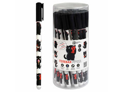 80564 [69534]Ручка гелевая ПИШИ-СТИРАЙ «ЧЕРНЫЙ КОТ» белый, черный корпус 0,5 мм СИНЯЯ (30 шт/уп)