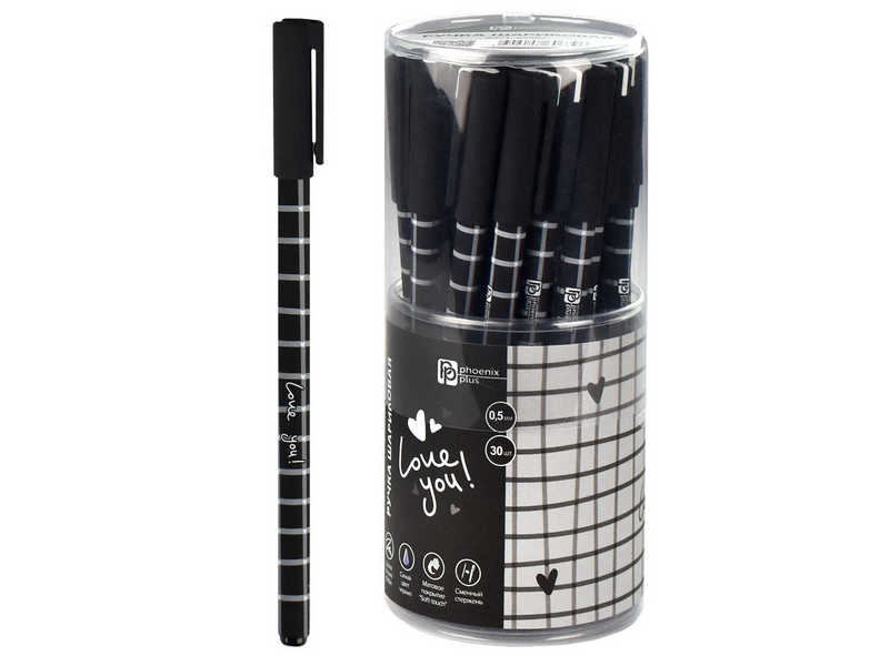 Ручка шариковая «ЛАВ-КЛЕТКА» черный корпус 1,0 мм СИНЯЯ (30 шт/уп)