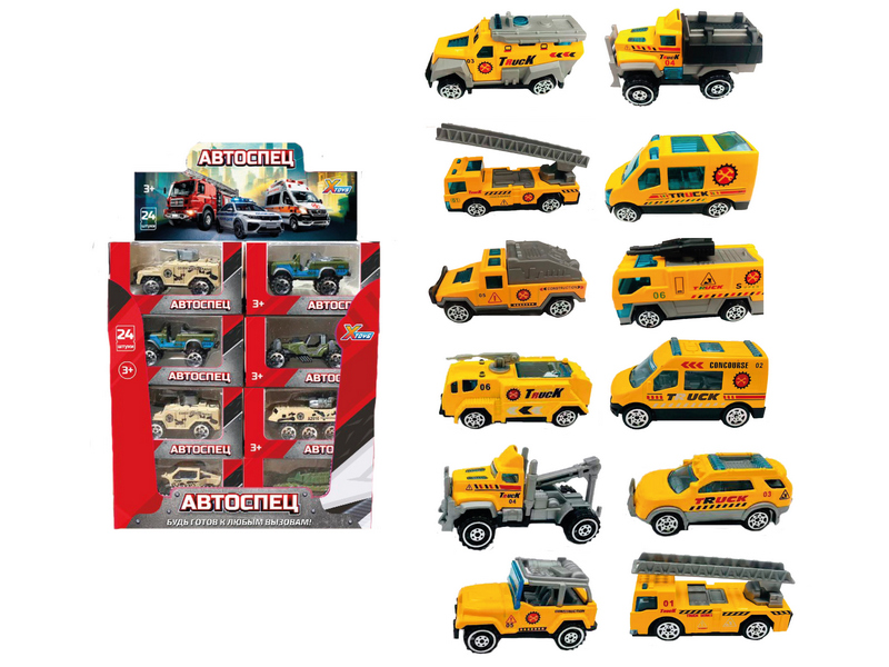 Машинка «Строительная техника» 8 см металл. инерц. в кор.