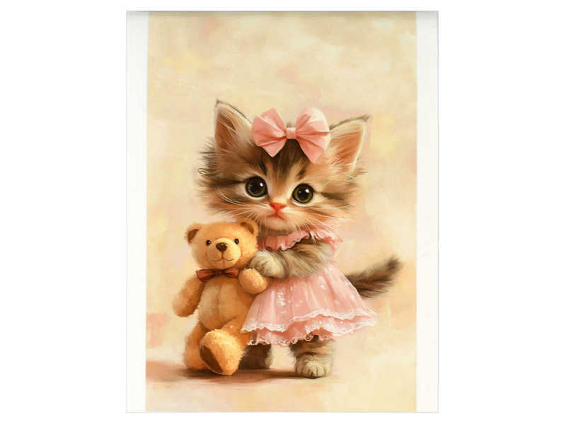 Блокнот А6 40л клетка «КОТЕНОК С ПЛЮШЕВЫМ МИШКОЙ» (скрепка, офсет)