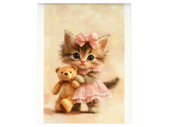 80592 [71640]Блокнот А6 40л клетка «КОТЕНОК С ПЛЮШЕВЫМ МИШКОЙ» (скрепка, офсет)