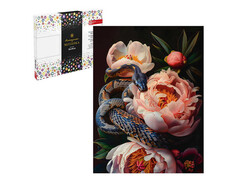 80611 [68638]Алмазная мозаика 30*40 см «ПИОНЫ И ЗМЕЯ» (с подр., с полн. заполн., класс.)