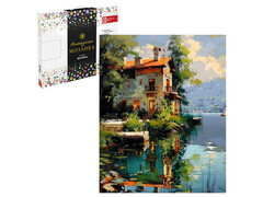 80616 [68652]Алмазная мозаика 40*50 см "ДОМ НА ОЗЕРЕ" (с подр., с полн. заполн.)