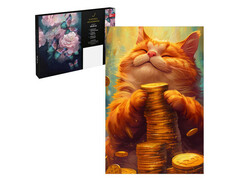 80617 [67922] Картина по номерам 20х30 см «КОТ С ДЕНЬГАМИ»