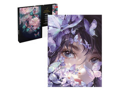 80618 [67924] Картина по номерам 30*40 см «ДЕВУШКА С БАБОЧКАМИ»