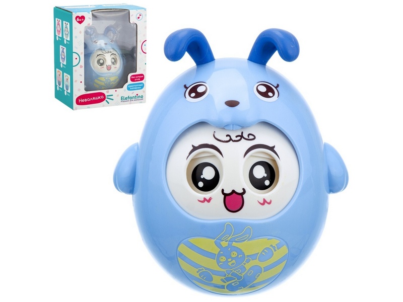 Неваляшка (подвиж. детали, звук колокольчика) голубая 17,5*9,8*14,3 см в кор. IT109543