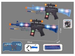 Автомат с мягкими пулями (аккум., заряд от USB, свет, звук) 26*23 см в пак. 3102341