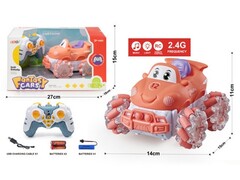 Машина на р/у (аккум., заряд от USB, свет, звук) персиковая 27*18*15 см в кор. 3113044