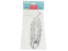 Подвеска елочная ПЕРО СЕРЕБРЯНОЕ 18,5см в пак. 89036