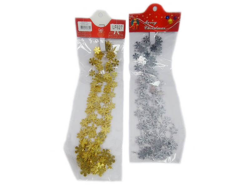 Бусы на елку "Снежинки" 2,7 м в пак. LF627