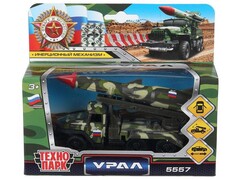 81072 [SB-16-49-A-WB]Технопарк. Машина «УРАЛ» с ракетой металл. инерц. 12 см (открыв. двери, подвиж. дет.)