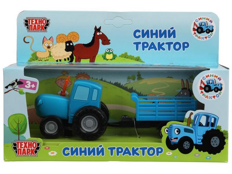 Технопарк. СИНИЙ ТРАКТОР с телегой металл. 7,5 см синий BLUTRA-7CART-BU