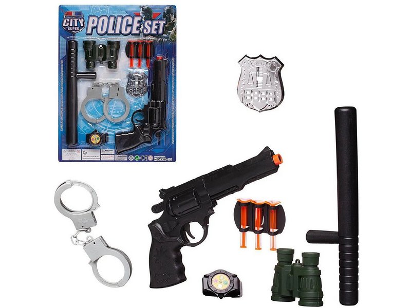 Полицейский набор 10 предметов на планшете PT-01818