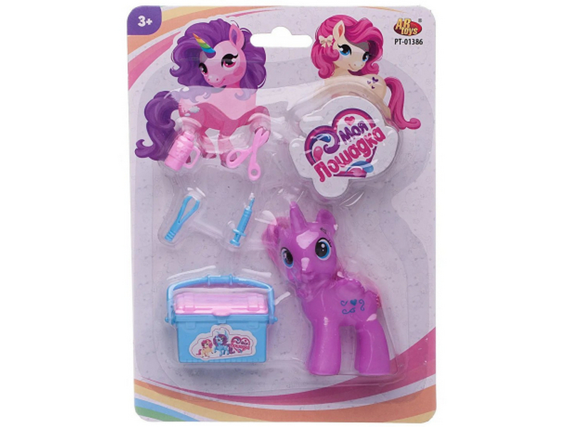 Купить оптом Пони-единорог 8 см с аксесс. на планшете PT-01386 в Луганске