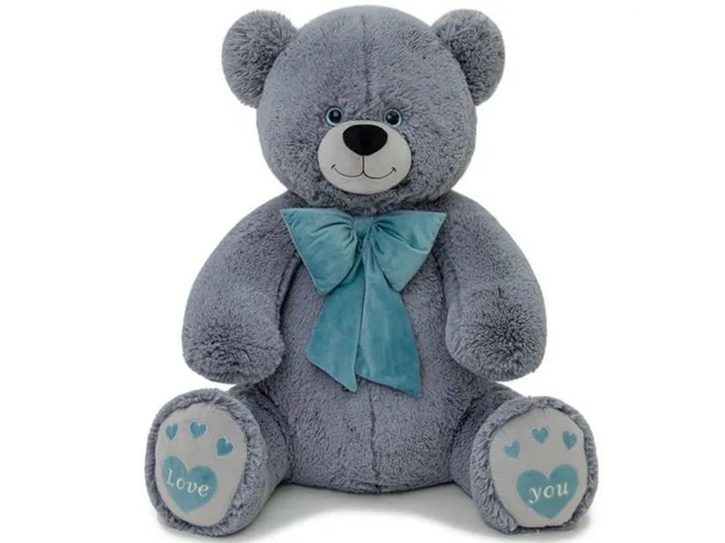 Медведь Пьер с бантом 130 см серый