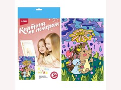 81344&nbsp;[Ркн-099]Картина на картоне с красками 20х28,5 см по номерам. ЛЕТНИЙ ДОЖДЬ