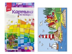 81345&nbsp;[Ркн-028]Картина на картоне с красками 20*28,5 см по номерам. СКАЗОЧНЫЙ МАЯК