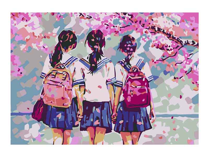 Купить оптом Картина на картоне с красками 20х28,5 см по номерам. ШКОЛЬНЫЕ ДНИ в Луганске