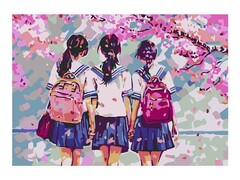 81355 [Кпн-408] Картина на картоне с красками 20х28,5 см по номерам. ШКОЛЬНЫЕ ДНИ