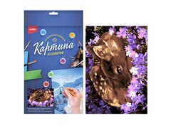 81358&nbsp;[Кпн-094]Картина на картоне с красками 20х28,5 см по номерам. ОЛЕНЕНОК В ЦВЕТАХ