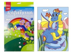Картина на картоне с красками 20х28,5 см по номерам. ОЗОРНОЙ ДРАКОНЧИК