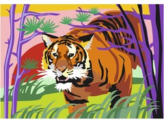 81368&nbsp;[Ркн-077]Картина на картоне с красками 20*28,5 см по номерам. Гордый тигр