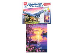 81382 [Кпн-412] Картина на картоне с красками 28,5х38 см по номерам. Розовое побережье