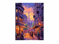 81388 [Кпн-350] Картина на картоне с красками 28,5х38 см по номерам. Вечерний город