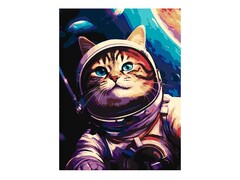81395 [Кпн-403] Картина на картоне с красками 40х50 см по номерам. Космонавт