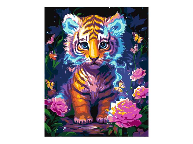 Купить оптом Картина на картоне с красками 40х50 см по номерам. Тигрёнок в Луганске