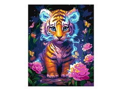 81396 [Кпн-396] Картина на картоне с красками 40х50 см по номерам. Тигрёнок