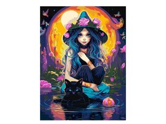 81398 [Кпн-402] Картина на картоне с красками 40х50 см по номерам. Маленькая ведьма