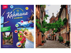 81403 [Кпн-184] Картина на картоне с красками 40х50 см по номерам. Летняя улица