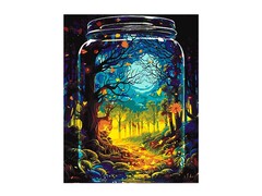 81404 [Кпн-397] Картина на картоне с красками 40х50 см по номерам. Сказочный лес