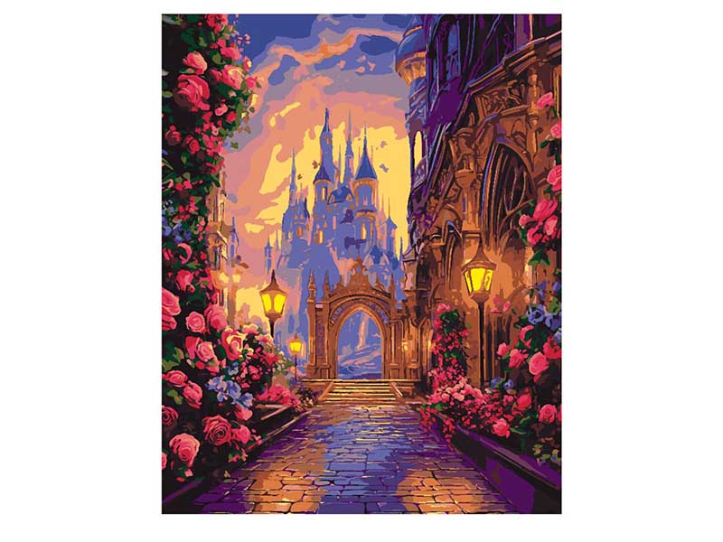 Купить оптом Картина на картоне с красками 40х50 см по номерам. Волшебный замок в Луганске