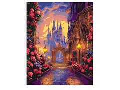 81405 [Кпн-398] Картина на картоне с красками 40х50 см по номерам. Волшебный замок