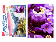 81409 [Кпн-263] Картина на картоне с красками 28,5х38 см по номерам. Яркий десерт