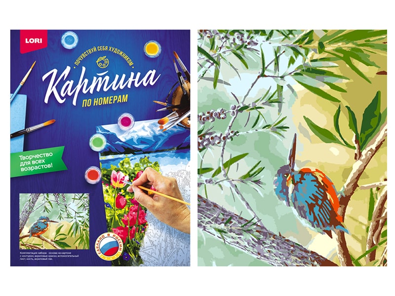 Купить оптом Картина на картоне с красками 40х50 см по номерам. Маленькая птичка в Луганске