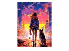 81416 [Кпн-399] Картина на картоне с красками 40х50 см по номерам. Город будущего